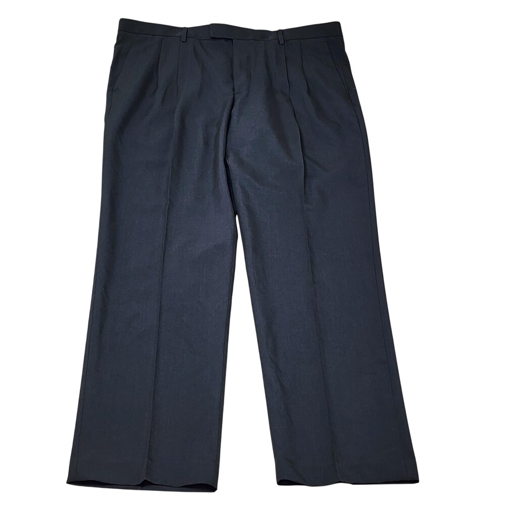 Farah Dress Pants Mens 38x32 Black Polyester Pleated Modern Slim Fit Workwear